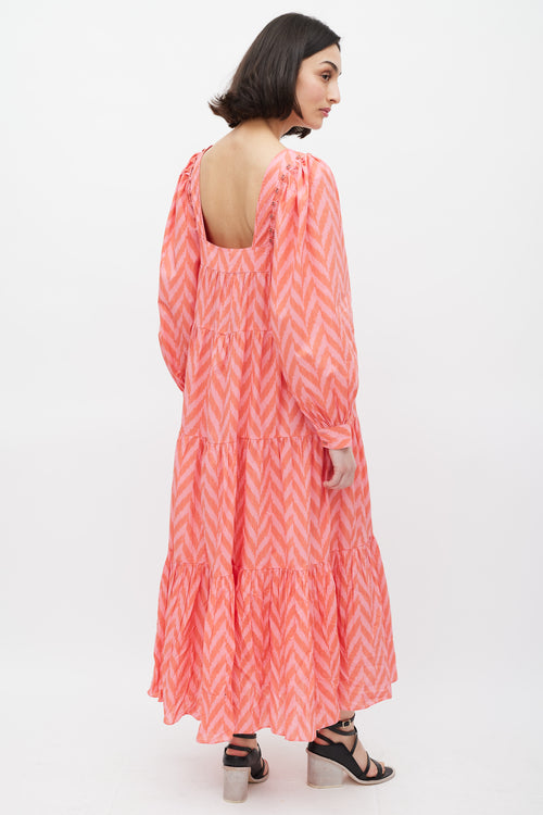 Ulla Johnson Pink 
Red Chevron Two Way Dress