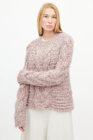 Ulla Johnson Purple Cableknit Wool Sweater