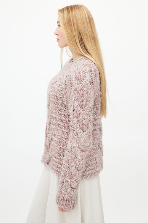 Ulla Johnson Purple Cableknit Wool Sweater