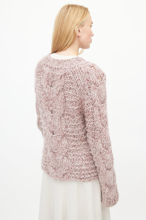 Ulla Johnson Purple Cableknit Wool Sweater