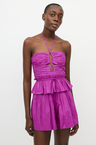 Ulla Johnson Purple Pleated Isidro Romper