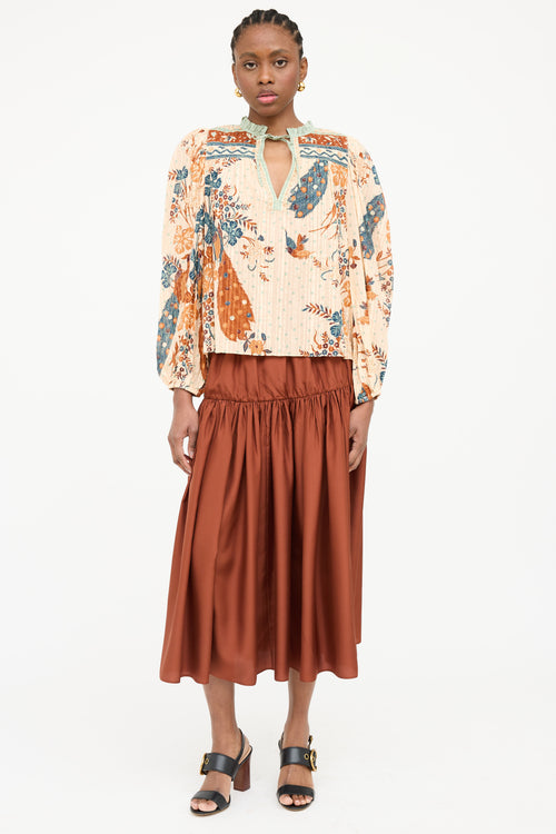 Ulla Johnson Rana Print Ruffle Blouse