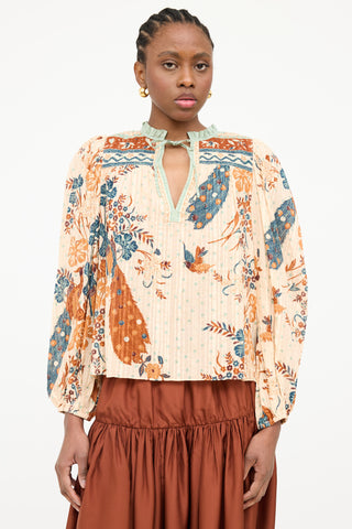 Ulla Johnson Rana Print Ruffle Blouse