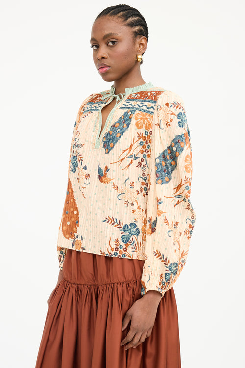 Ulla Johnson Rana Print Ruffle Blouse