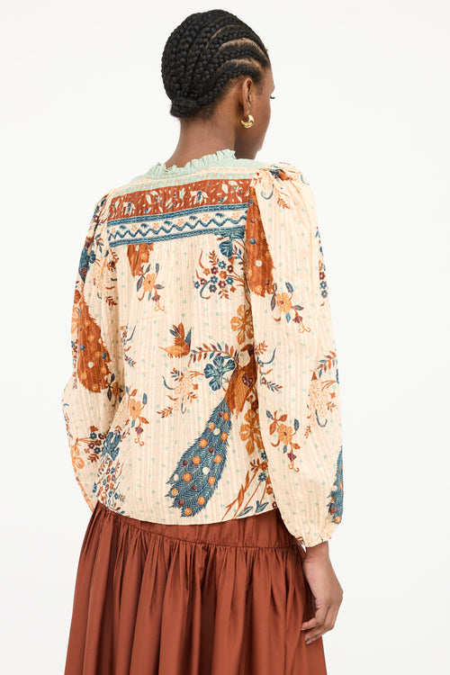 Ulla Johnson Rana Print Ruffle Blouse