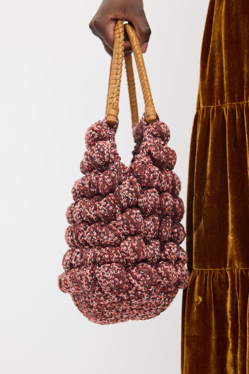 Ulla Johnson Burgundy 
Multi Crochet 
Leather Barranco Bag