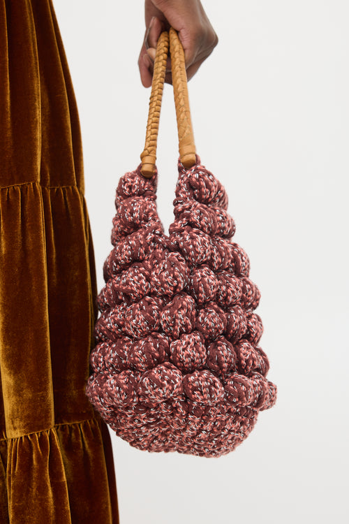 Ulla Johnson Burgundy 
Multi Crochet 
Leather Barranco Bag