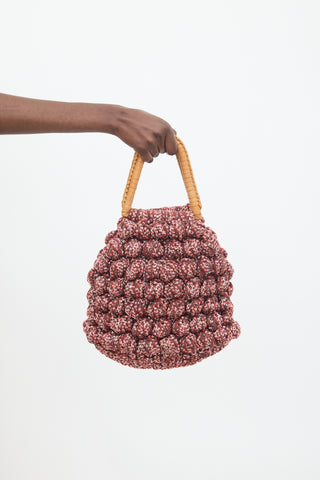 Ulla Johnson Burgundy 
Multi Crochet 
Leather Barranco Bag