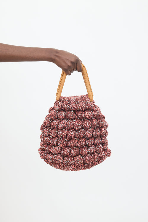 Ulla Johnson Burgundy 
Multi Crochet 
Leather Barranco Bag