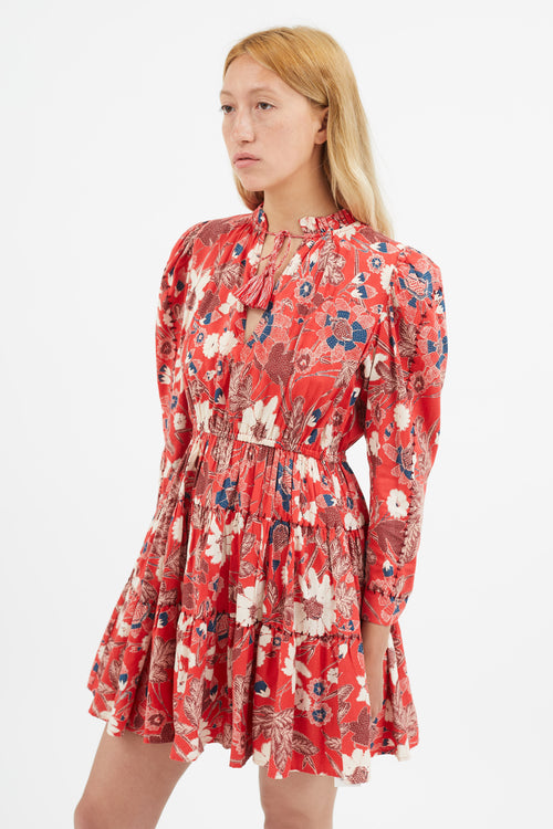 Ulla Johnson Red 
Multi Floral Mini Dress