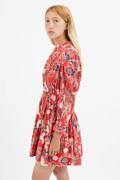 Ulla Johnson Red 
Multi Floral Mini Dress