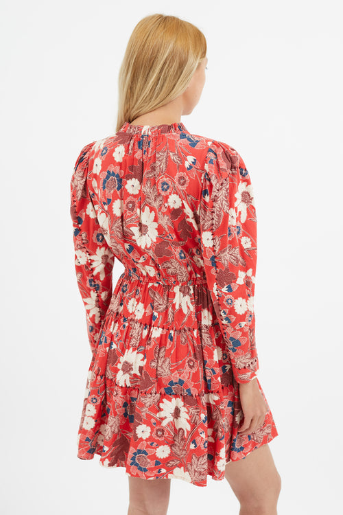 Ulla Johnson Red 
Multi Floral Mini Dress