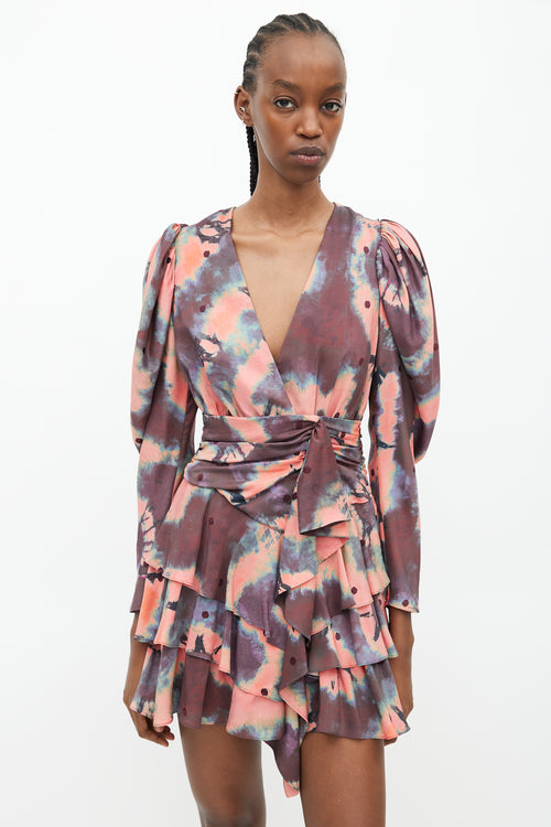 Ulla Johnson Red 
Multicolour Tie Dye Ruffled Dress