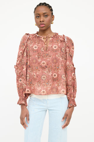 Ulla Johnson Ruffled Smocked Floral Top