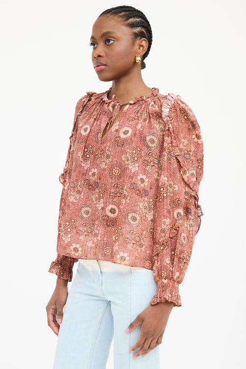 Ulla Johnson Ruffled Smocked Floral Top