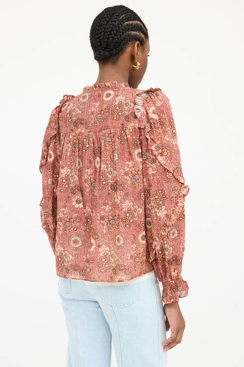 Ulla Johnson Ruffled Smocked Floral Top