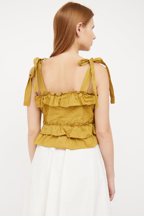 Green Ruffled Cotton Tie Top Ulla Johnson