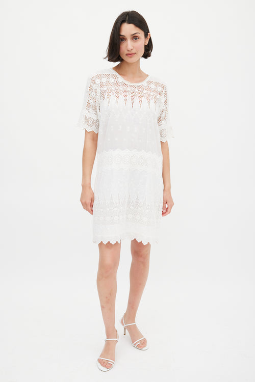 Ulla Johnson White Eyelet Lace Cotton Viola Dress