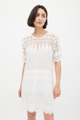 Ulla Johnson White Eyelet Lace Cotton Viola Dress