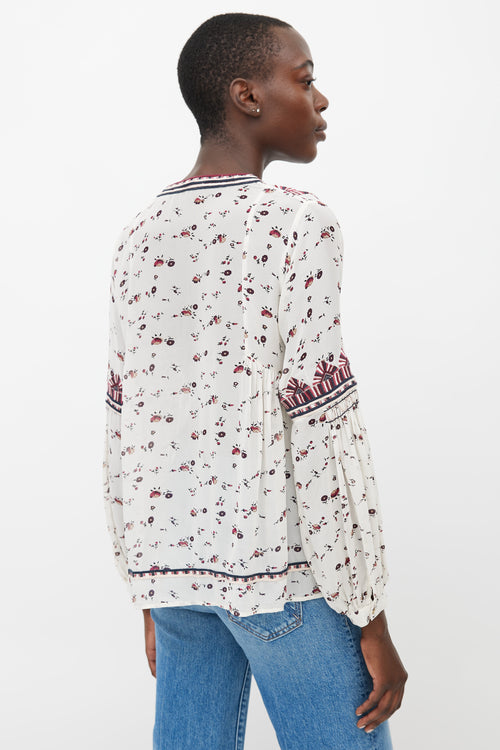 Ulla Johnson White Silk Floral Embroidered Blouse