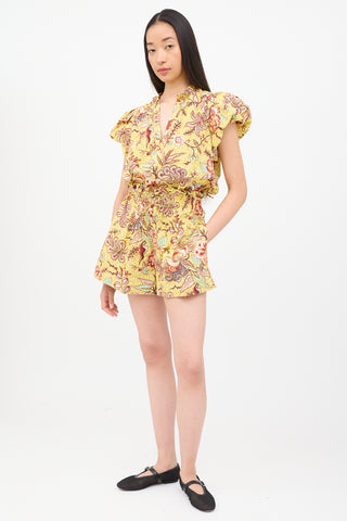 Ulla Johnson Yellow Multi Colour Top 
Shorts Set