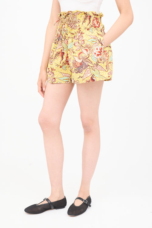 Ulla Johnson Yellow Multi Colour Top 
Shorts Set