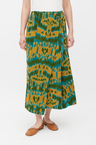 Ulla Johnson Yellow 
Multicolour Patterned Wrap Skirt