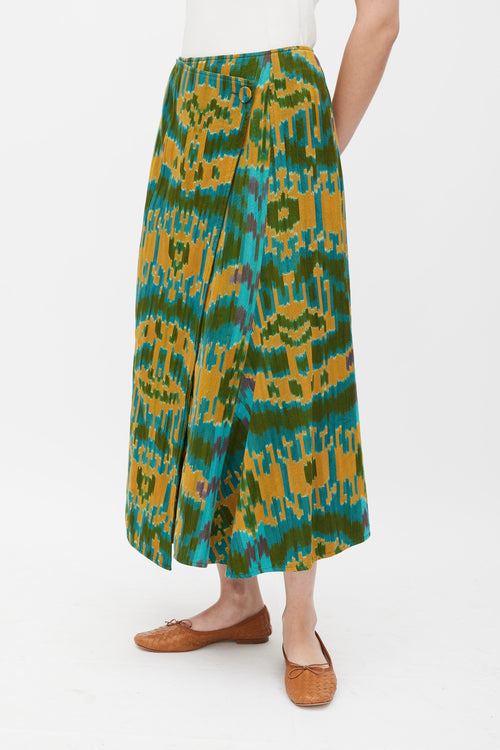 Ulla Johnson Yellow 
Multicolour Patterned Wrap Skirt