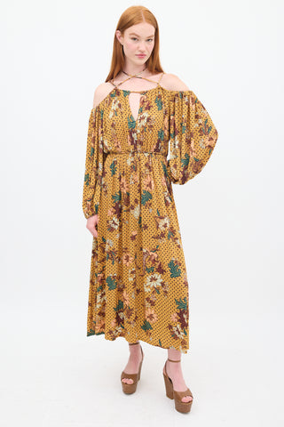 Ulla Johnson Yellow 
Multicolour Floral Noemi Midi Dress