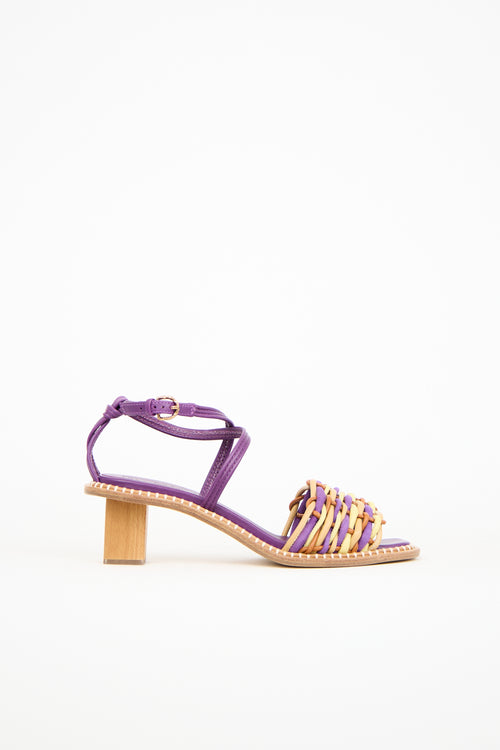 Ulla Johnson Purple Leather Ilana Woven Heel