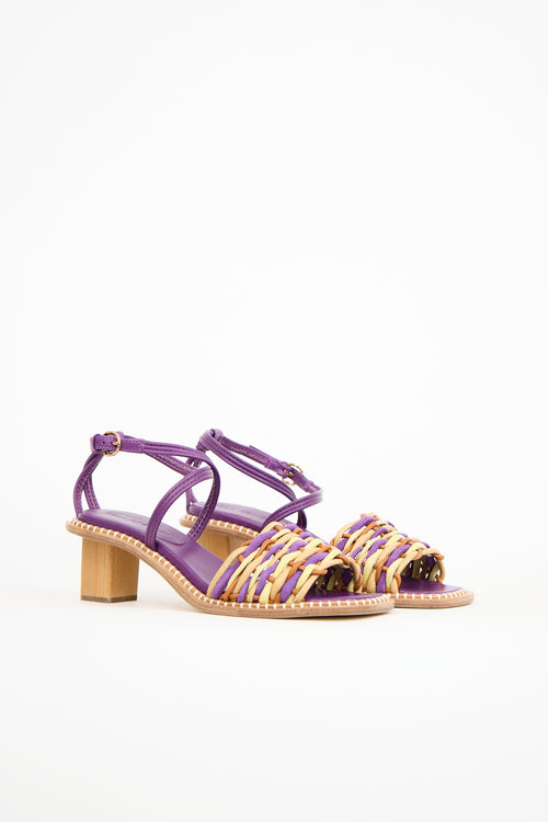 Ulla Johnson Purple Leather Ilana Woven Heel