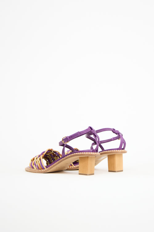 Ulla Johnson Purple Leather Ilana Woven Heel