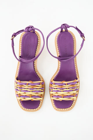 Ulla Johnson Purple Leather Ilana Woven Heel