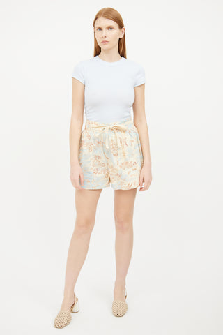 Ulla Johnson Blue 
Cream Print Shorts