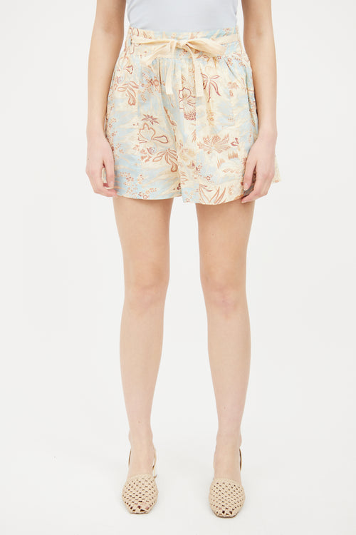 Ulla Johnson Blue 
Cream Print Shorts