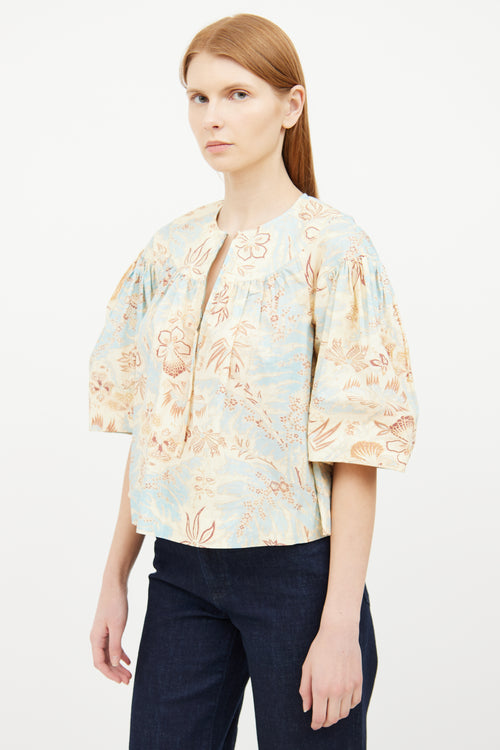 Ulla Johnson Blue 
Cream Print Top