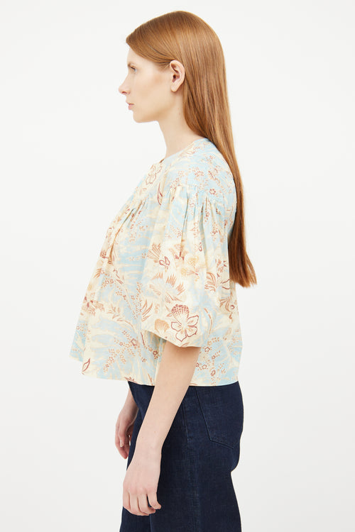 Ulla Johnson Blue 
Cream Print Top