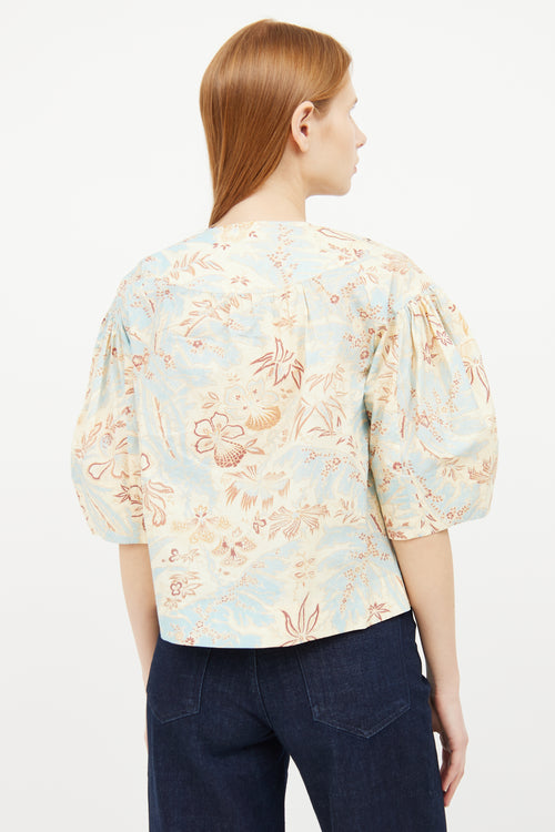 Ulla Johnson Blue 
Cream Print Top