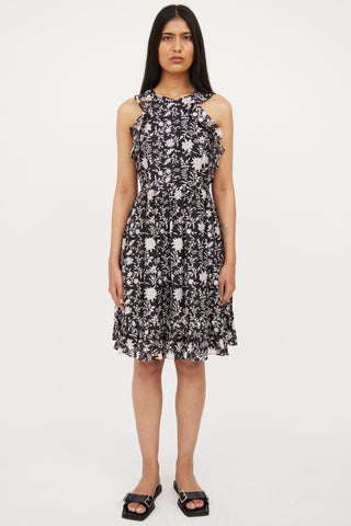 Ulla Johnson Black 
White Floral Halter Dress