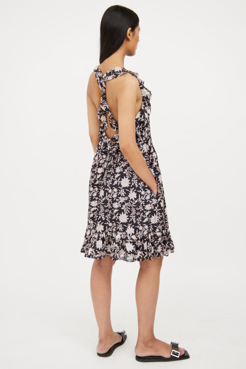 Ulla Johnson Black 
White Floral Halter Dress