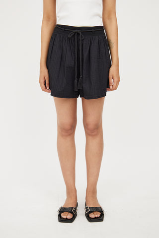 Ulla Johnson Black Stitched Rope Belted Shorts