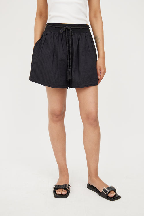 Ulla Johnson Black Stitched Rope Belted Shorts