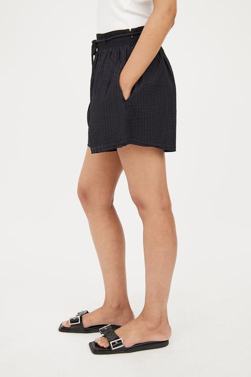 Ulla Johnson Black Stitched Rope Belted Shorts