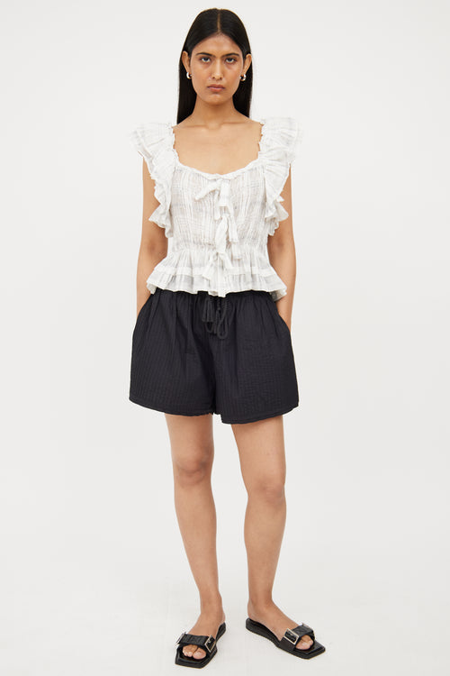 Ulla Johnson Black Stitched Rope Belted Shorts