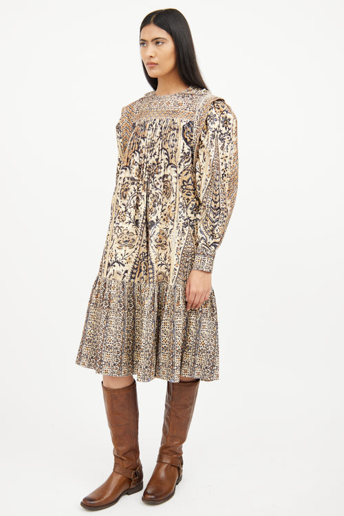 Ulla Johnson Cream Print Corduroy Dress