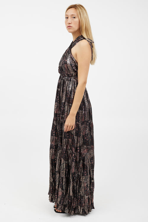 Ulla Johnson Black 
Multicolour Metallic Silk Dress