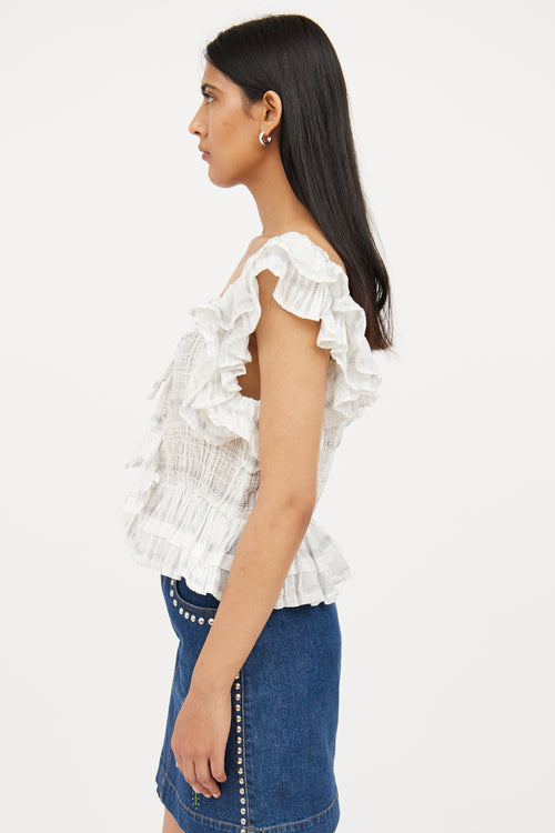 Ulla Johnson White 
Grey Plaid Ruffle Top