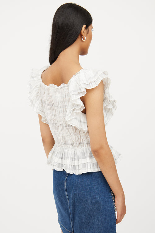 Ulla Johnson White 
Grey Plaid Ruffle Top