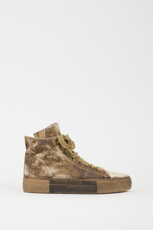 Uma Wang Khaki Brown Velvet Tennis Shoe Sneaker