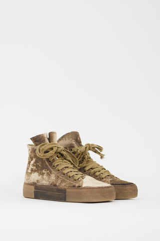 Uma Wang Khaki Brown Velvet Tennis Shoe Sneaker